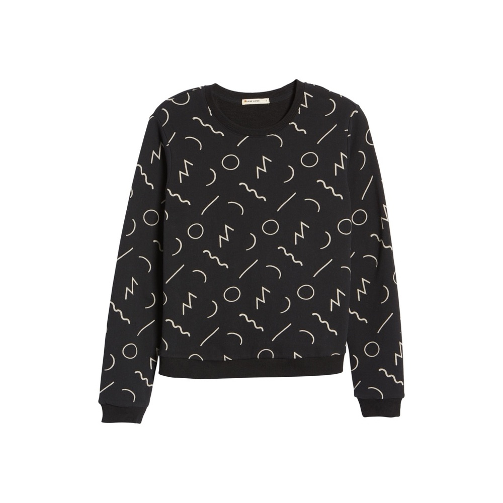 New Marine Layer Anytime Print Sweatshirt in Black Noodle Print
